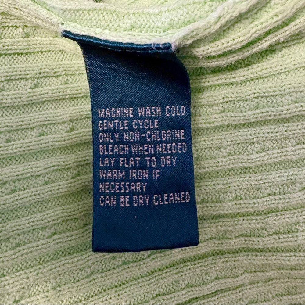 Lauren Ralph Lauren Lime Green Cable Knit Zip-Up Hooded Cardigan Sweater size XL - Picture 7 of 10